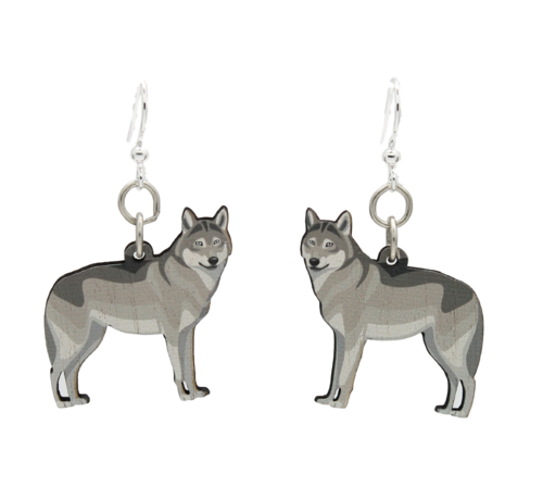 Grey Wolf Earrings #1620
